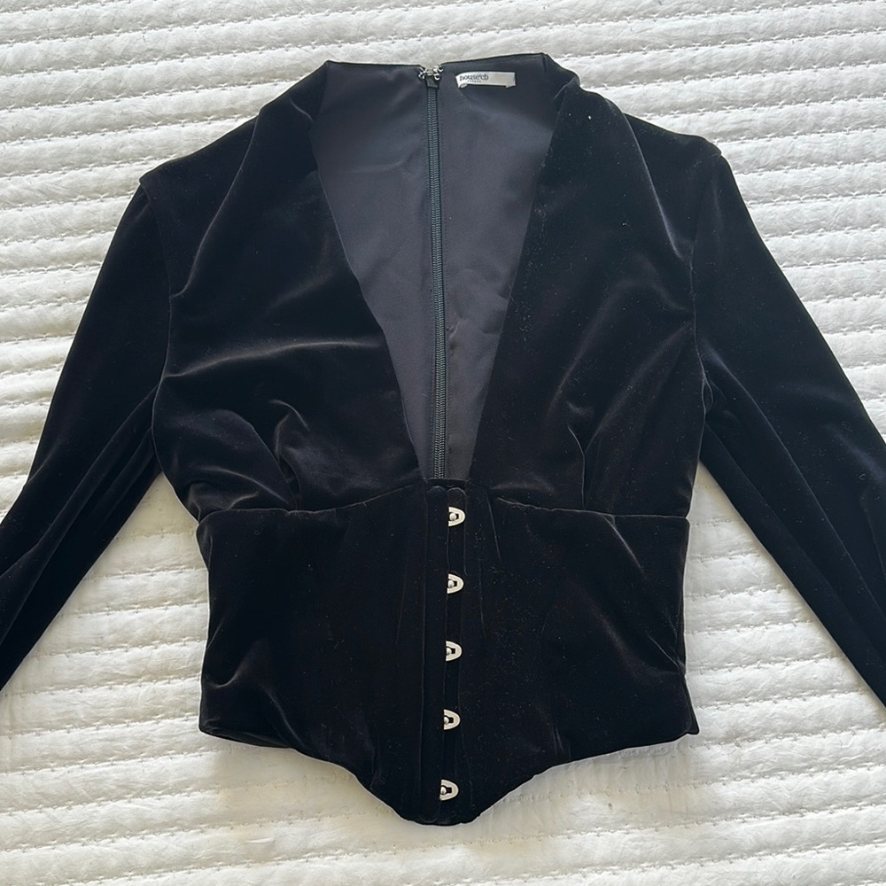 HOUSE OF CB LEONORA BLACK VELVET CORSET TOP